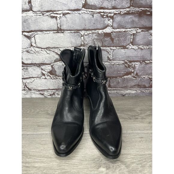 DINGO Black Leather Western Studded Ankle Heel Booties Women Sz 8.5M US/39EU - Picture 2 of 16